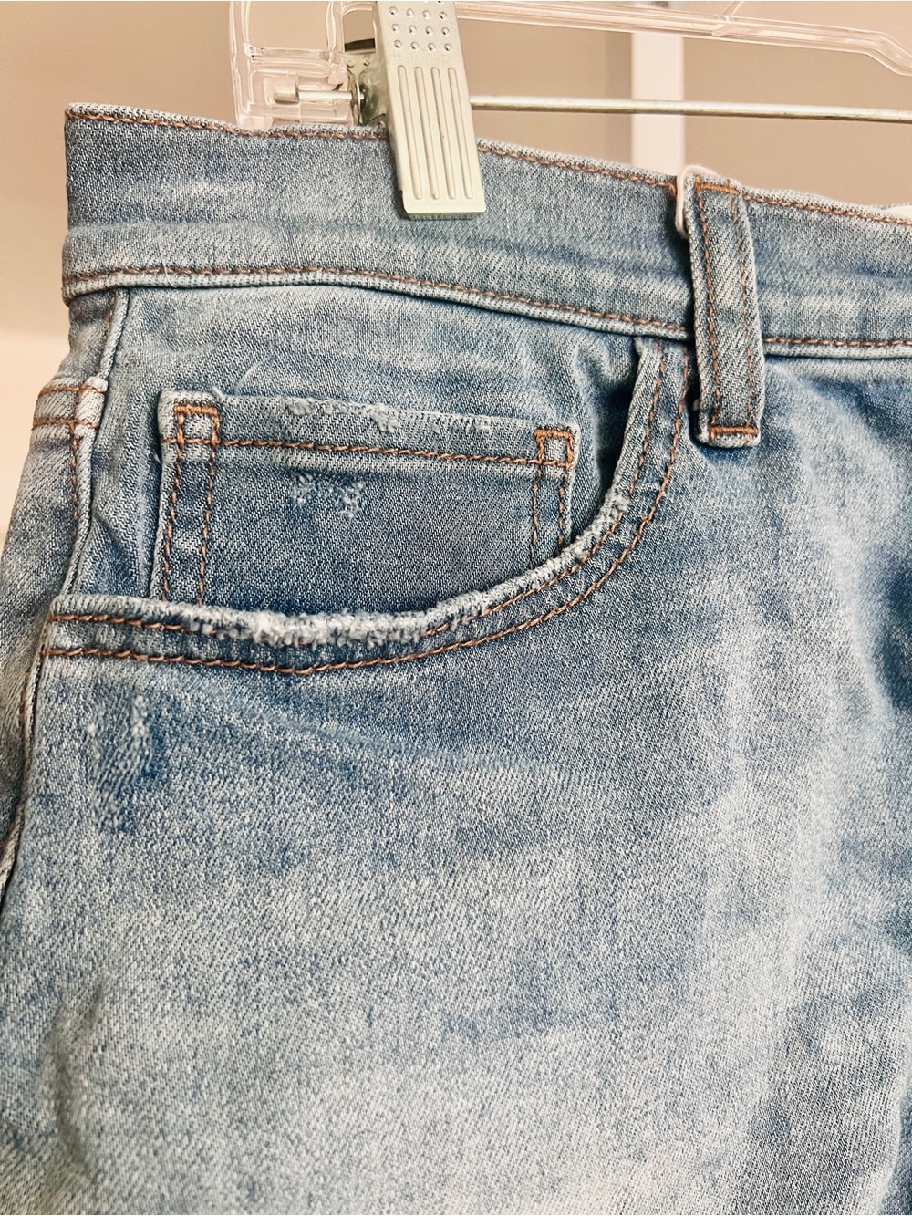 PINK Victoria's Secret Denim Cut Off Shorts Distressed Raw Hem Classic SZ 10 - Picture 3 of 9
